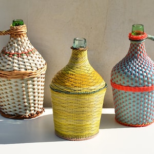 Vintage Korbweide Demijohn, Französischer Wein Demijohn, Glaskorb Wein Korb Flasche, Einzigartige Rustikale Wohn Dekoration, Antike Weinflasche,Bauernhaus Dekor 70er Jahre