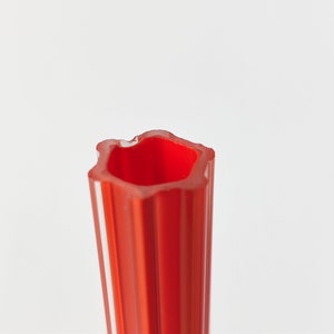 Vintage Vase Flowers, Retro Table Centerpiece Decor 80s Glass Vase Tall 8", Red and Blue Color Blown Glass Vase, Mom's Gift Decorative Vase 1980s