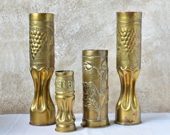 Antique Military Art Vase of Shell Casing from 1918s. WW1 Artillery Shell Made to Vase, Trench Art Vase for Flowers, Аrmy Оfficer Gift Idea