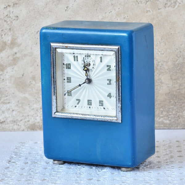 Vintage Alarm Clock GLOBUS, Mechanical Desk Clock with Money Box, Made in Germany CLOCK C. SCHULER, Rare and Collectible Clock Office Shelf