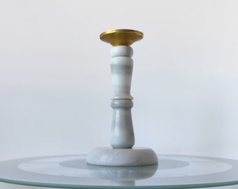 Travertin-Kerzenhalter Aus Echtem Marmor – Handgefertigt, Vintage-Stil, Für Stabkerzen (1,9 Cm Durchmesser), Perfekt Für Tischdekoration
