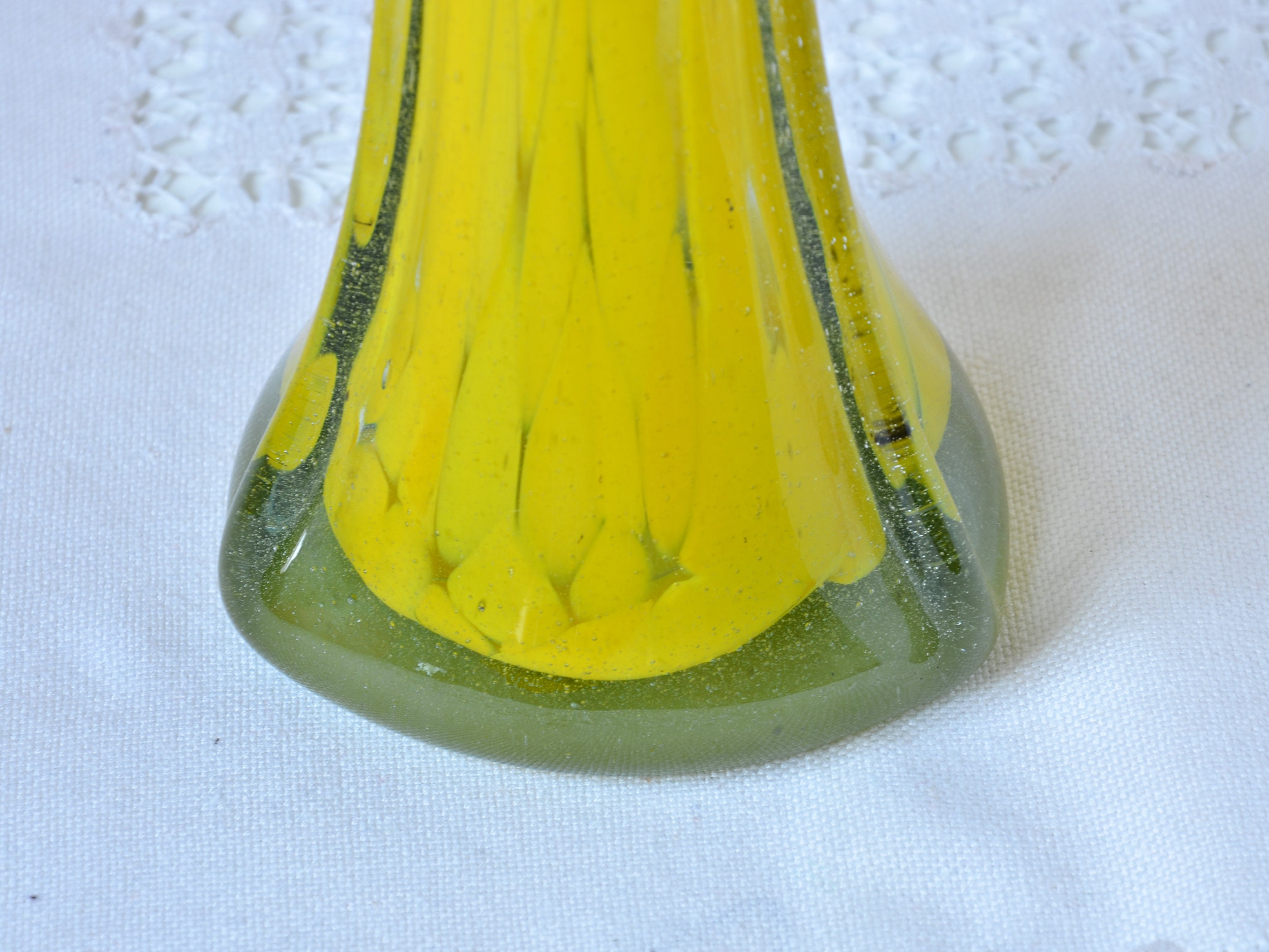 Yellow Glass Vase, Blown Glass Vase Flower, Retro Yellow Vase, New Home