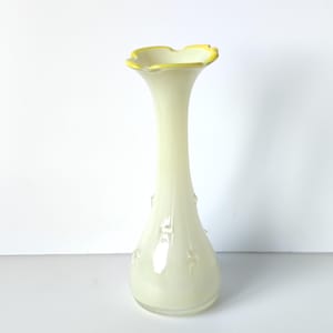 Light Yellow Glass Vase, Blown Glass Vase Flower, Retro Yellow Vase, New Home Gift, Apartament Table Decor, Yellow Glass Vase 13 Inches Tall