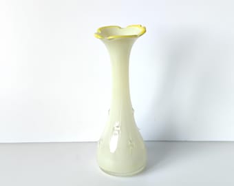 Light Yellow Glass Vase, Blown Glass Vase Flower, Retro Yellow Vase, New Home Gift, Apartament Table Decor, Yellow Glass Vase 13 Inches Tall