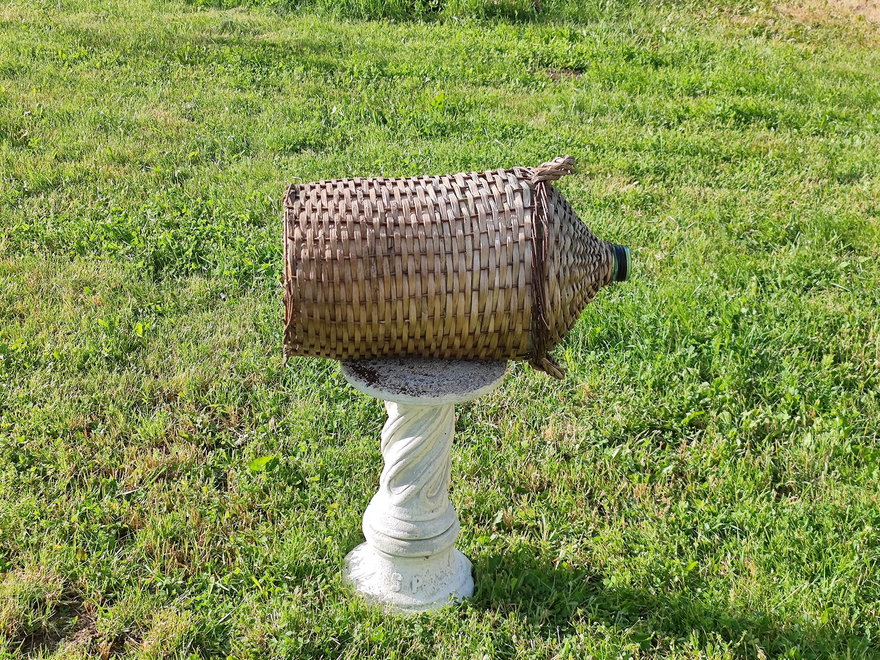 ヴィンテージ デミジョン 花瓶 編み込み籐 20L ボトル XXL