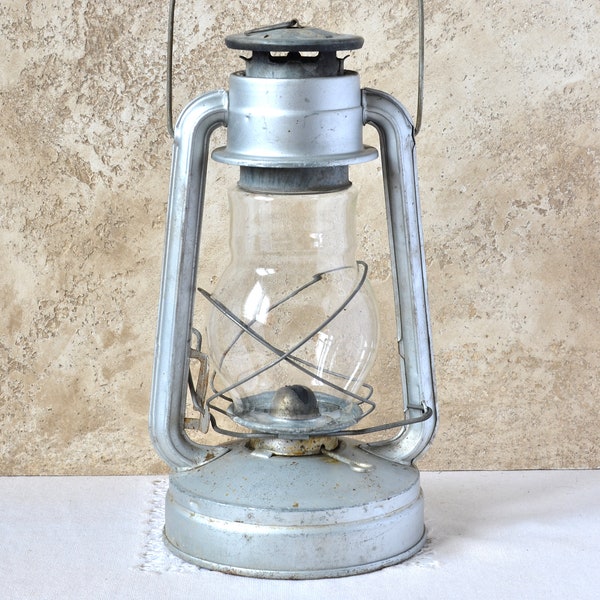 Vintage Kerosene Lamp, Silver Oil Gas lantern, Oil Lamp, Outdoor lighting, Camping lamp, Decorative Hurricane lamp, Hanging Railroad Lantern