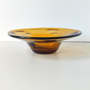 Amber Glass Bowl for Fruit, Kitchen Dining Table Decoration, Handmade Glass Bowl Centerpiece Bar top Decor, Massive Vintage Glassware