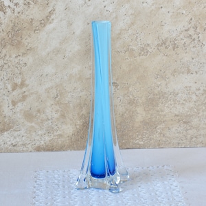 Glass Vase Tall 8", Vintage Vase Flowers, Retro Table Centerpiece Decor 1980s, Variations Color Blown Glass Vase, Mom's Gift Decorative Vase