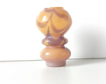 Small Vase Glass with Orange and Purple Swirling Patterns 1970s, New Home Gift, Blown Glass Vase for Flowers, Art GlassApartment Home Decor
