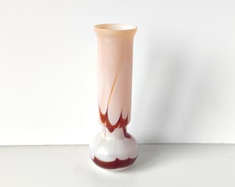 Light Peach Glass Vase, Blown Glass Vase Flower, Retro Vase, New Home Gift, Apartment Table Decor, Glass Vase 10 Inches Tall, Xmas Gift