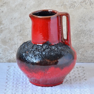 Vintage Fat Lava Ceramic Vase Handmade by Kreutz Keramik, West Germany, Fat Lava Jug, Red Pottery Vase, New Home Gift, Apartment Decor