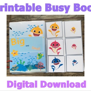 Printable| Baby Shark Big and Small Busy Book |Activity book for 2 - 3 years old | Learning Binder DIY | Toddler Learning