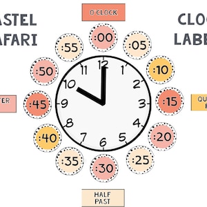 Pastel Safari Clock Labels