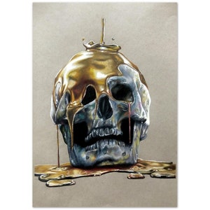 Lápiz de colores Calavera Impresión Pequeño artista Hecho a mano Arte A4