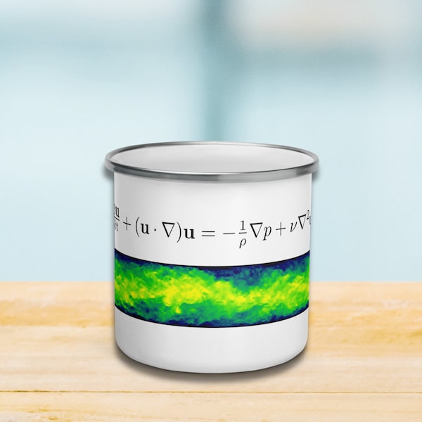 Navier-Stokes Enameled Mug,Flow Physics Fluid Mechanics Cup, Science Coffee/Tea Mug, Functional Gift for Engineer, Geeky Physicist Mug Gift