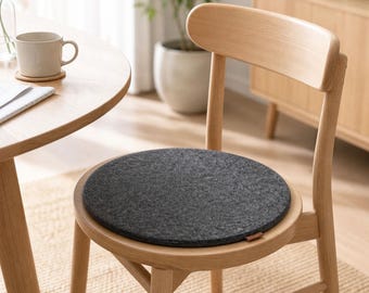 Vilt zitkussen, antraciet | Gevoerd stoelkussen met schuimkern | Zachte zitpaddel voor stoelen en banken | Vilt kussen, donkergrijs
