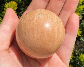 Flashy Peach Moonstone Sphere, Peach Sunstone Crystal Ball