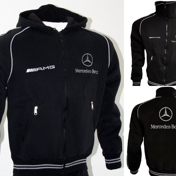 Mercedes Benz AMG Hooded Fleece Jacket Polar Coat Veste Mantel Blouson Sport Tuning Gift Hood Embroidered Apparel