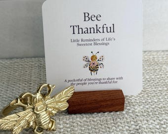 Bee Thankful Mini Gratitude Cards with Floral Bee Art | Set of 17