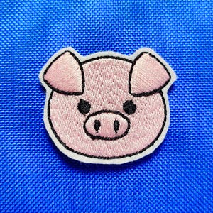 Lindo parche bordado de cerdito rosa: termoadhesivo o con base de velcro