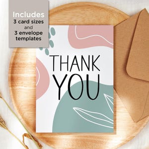 Afdrukbare moderne bedankkaart met gratis afdrukbare envelopsjablonen / Instant Download Card / Digitale download / Minimalistische kaart /