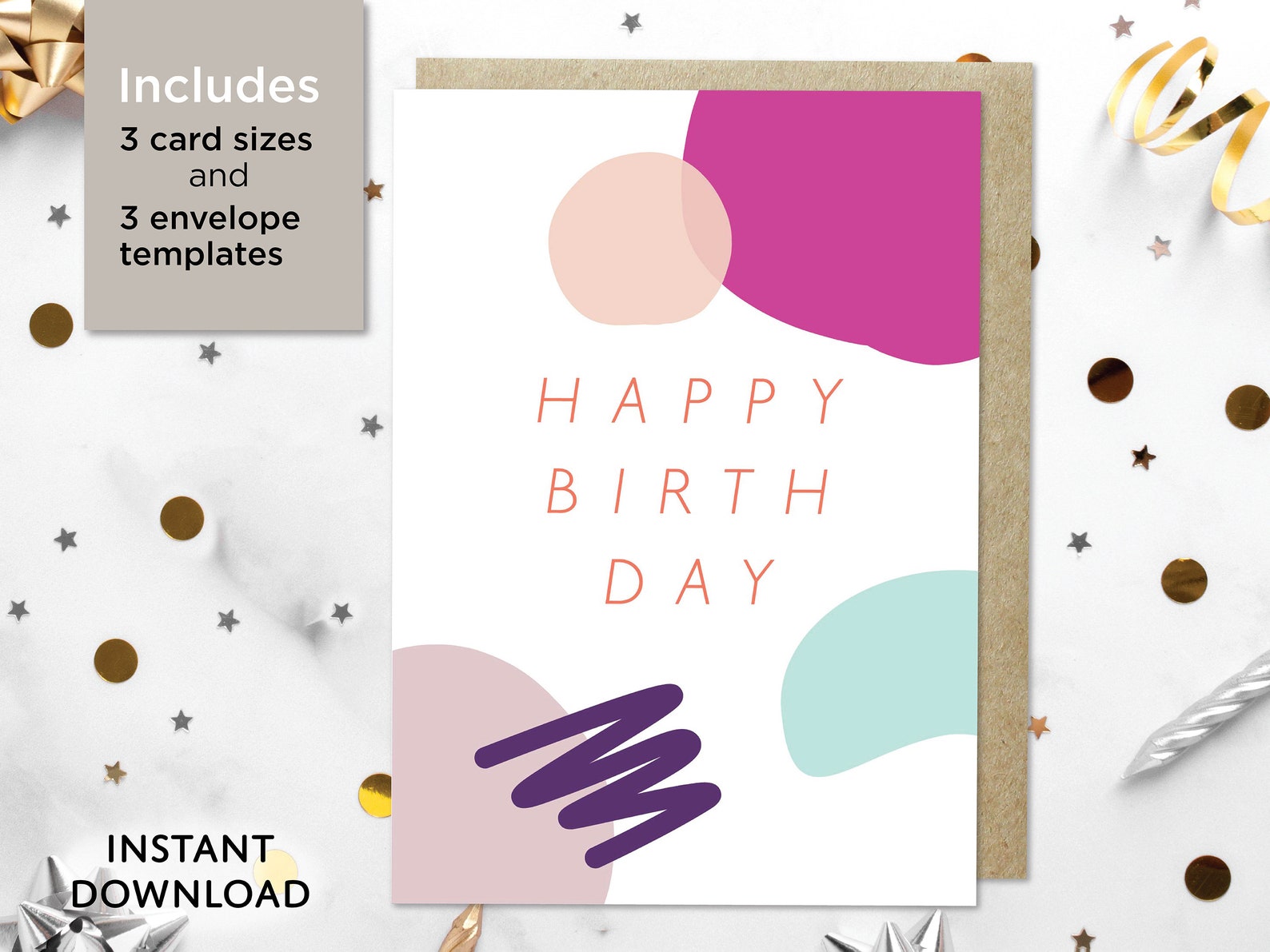 Printable Modern Happy Birthday Card With Free Printable | Etsy
