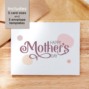 Tarjeta imprimible del Día de la Madre con plantillas de sobres imprimibles gratis / Tarjeta de descarga instantánea / Descarga digital / Tarjeta minimalista /