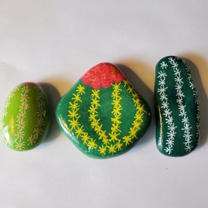 Cactus Painted Rocks - Set 5 - 3 Cactus