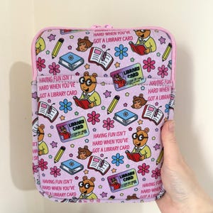 Retro Library Card Kindle Sleeve Pouch