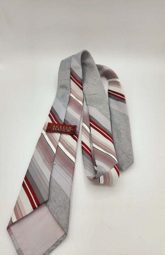 Austin Manor Red & Silver Tie