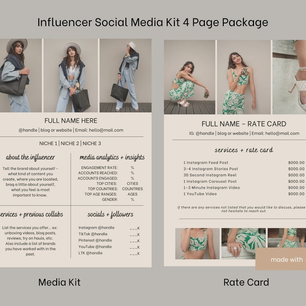 Rate Sheet Template - Etsy