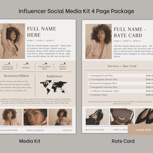 Influencer Media Kit Package | Media Kit Sheet | Rate Sheet | Packages Sheet | Invoice Sheet | Canva Template | Brand Deal Kit | Press Kit