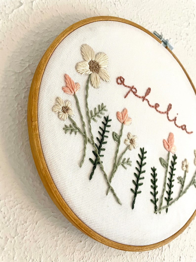 Keepsake Embroidery Custom Name Embroidery Hoop Nursery Etsy