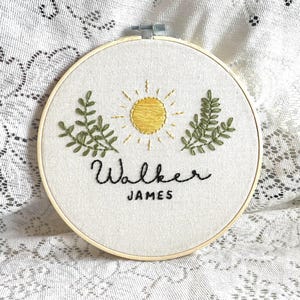 Keepsake Embroidery | Custom Name Embroidery Hoop | Nursery Decor | Baby Boy | Baby Name Announcement | Personalized Baby Gift