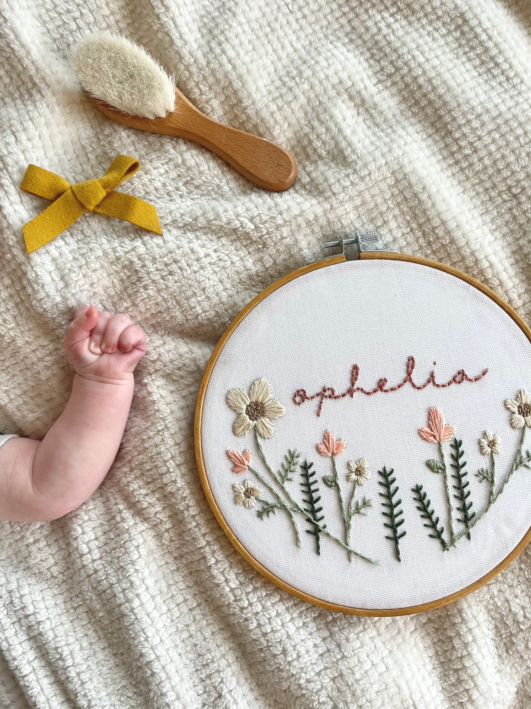 Keepsake Embroidery Custom Name Embroidery Hoop Nursery Etsy