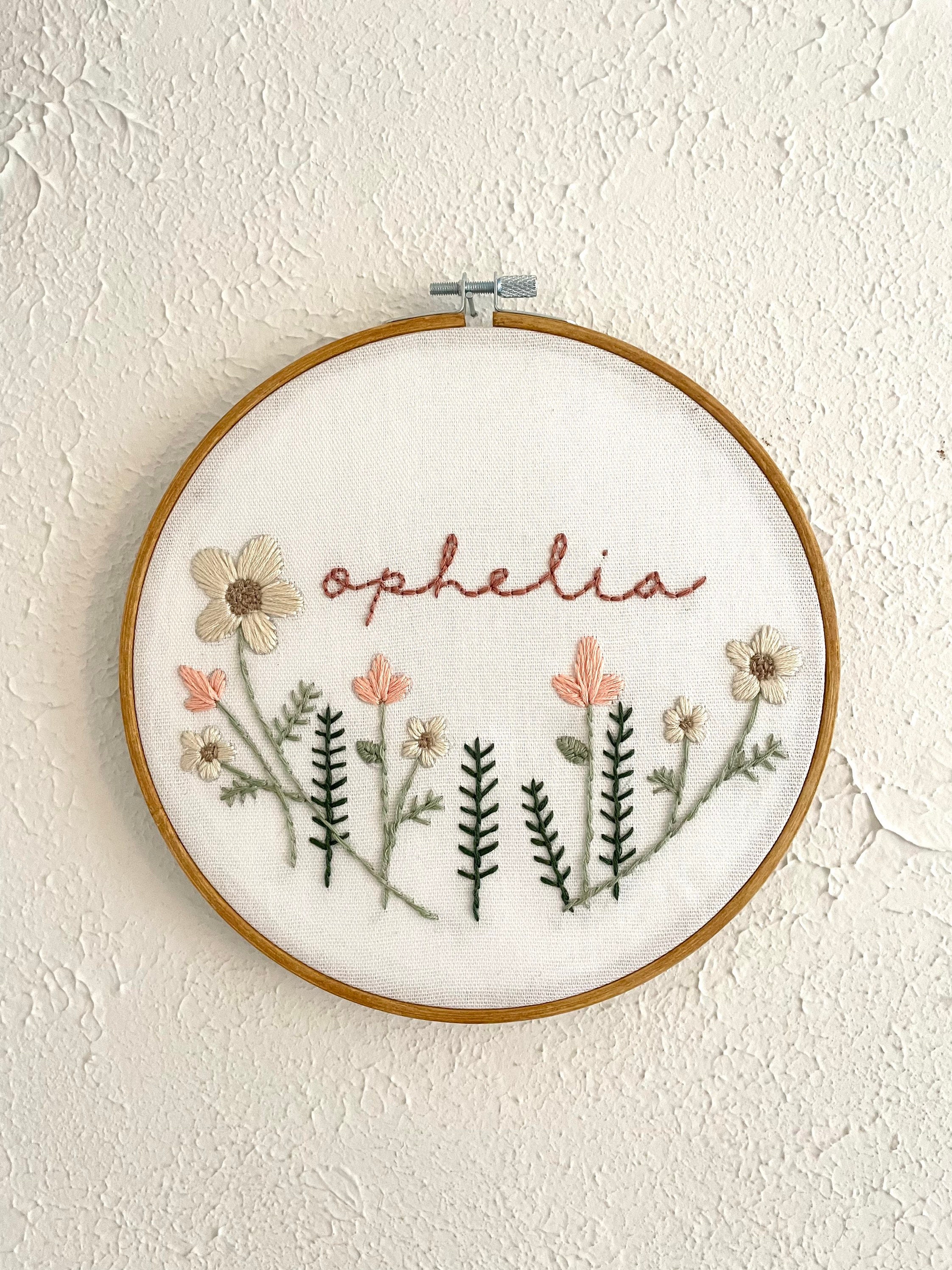Keepsake Embroidery Custom Name Embroidery Hoop Nursery Etsy