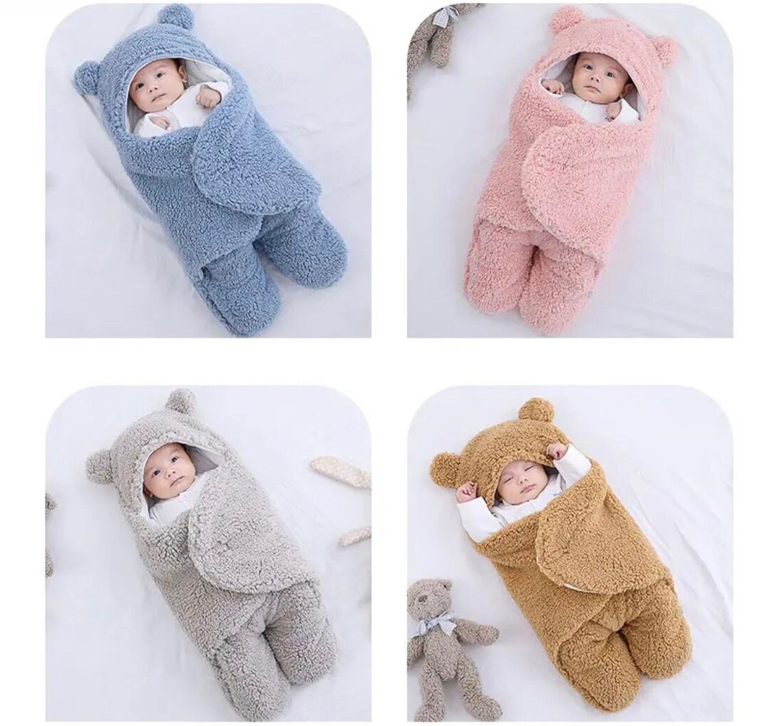 2 Pack Sherpa Baby Swaddle Blankets - Aquamarine & White, Ultra-Soft Faux Cashmere, 0-6 Months
