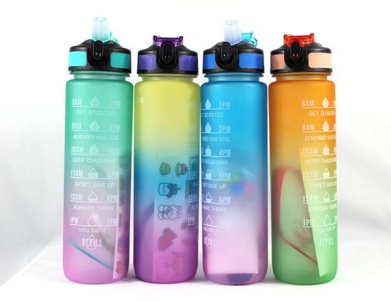 Kids Leakproof 22 oz Motivational Water Bottle with Straw & Time