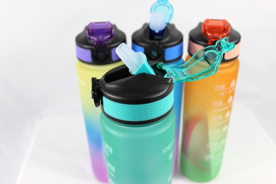 32oz Motivational Water Bottle with Time Marker & Straw,Leakproof