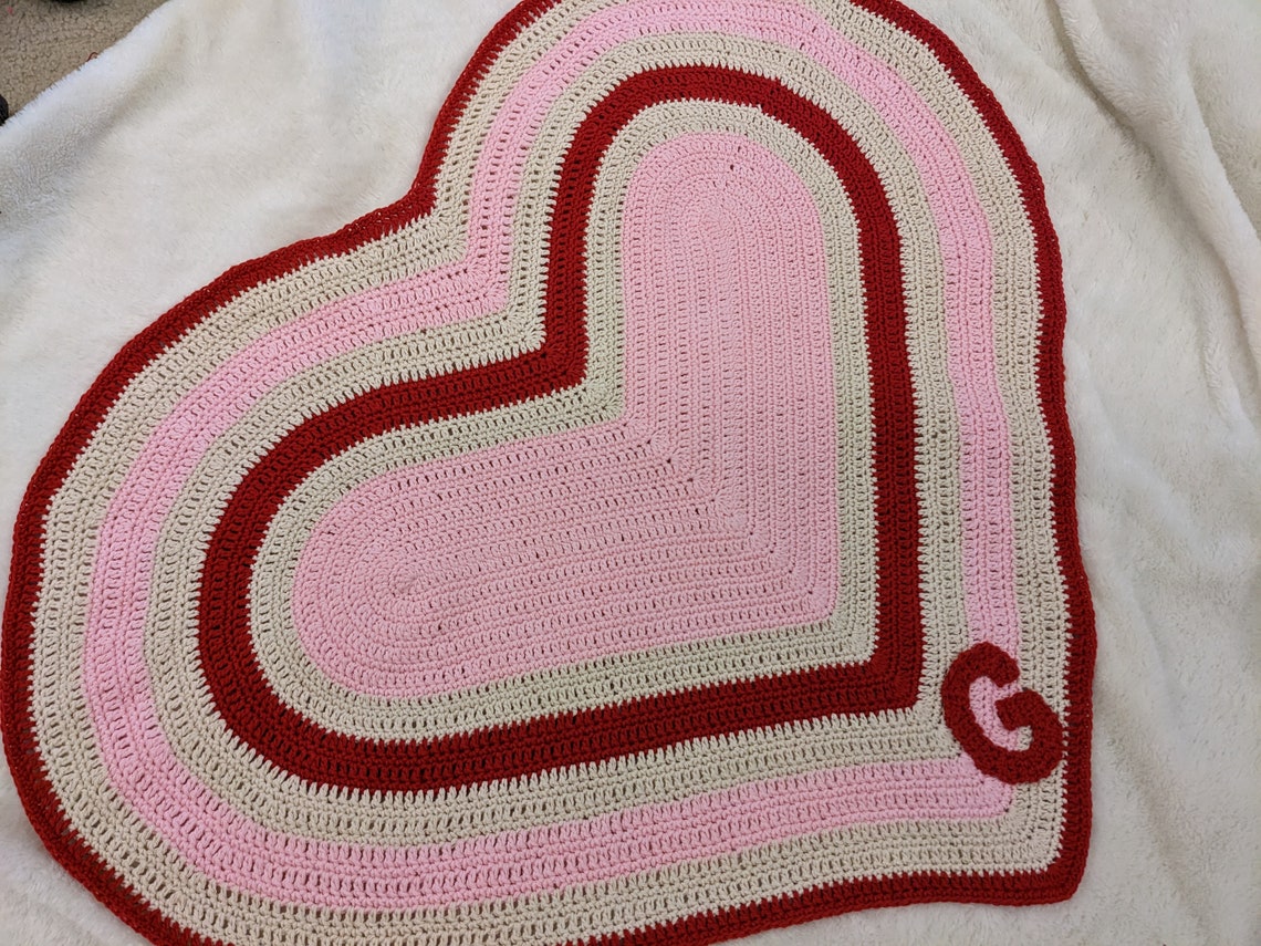 Organic Cotton Knitted Hearts Blanket - Dreamy Pink