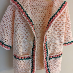 Flower cardigan, spring summer cardigan, crochet cardigan for baby and kids