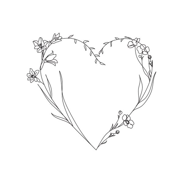 Delicate Flower Heart Logo Digital Download stencil svg png