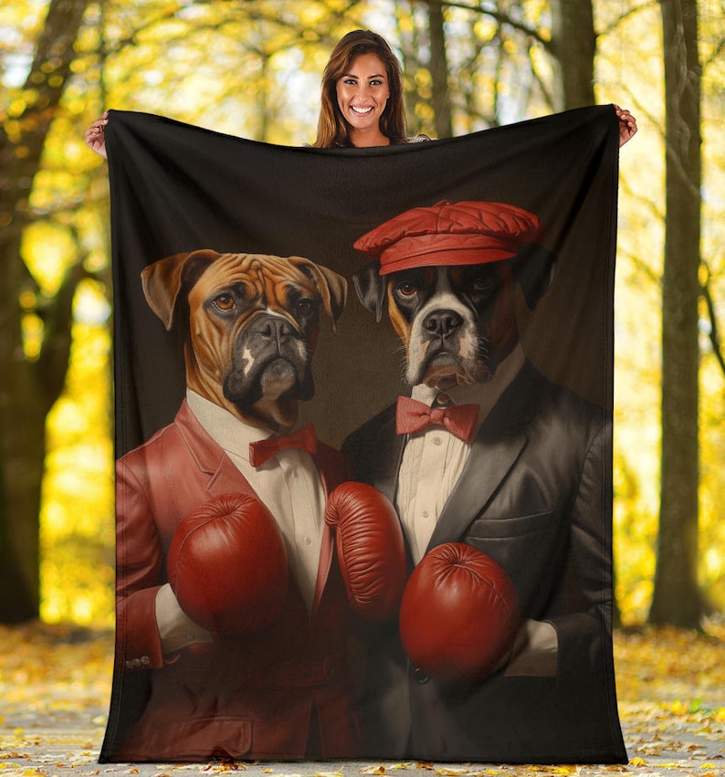 Boxer Family Blanket Boxer Fleece Blanket Boxer Dog Gifts Etsy