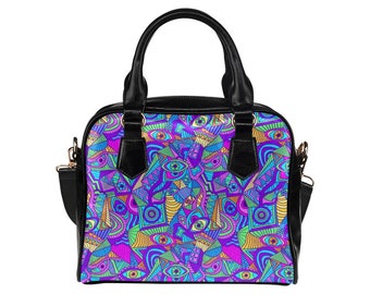 Pshychedelic Eye Trippy Hippy Shoulder Handbag