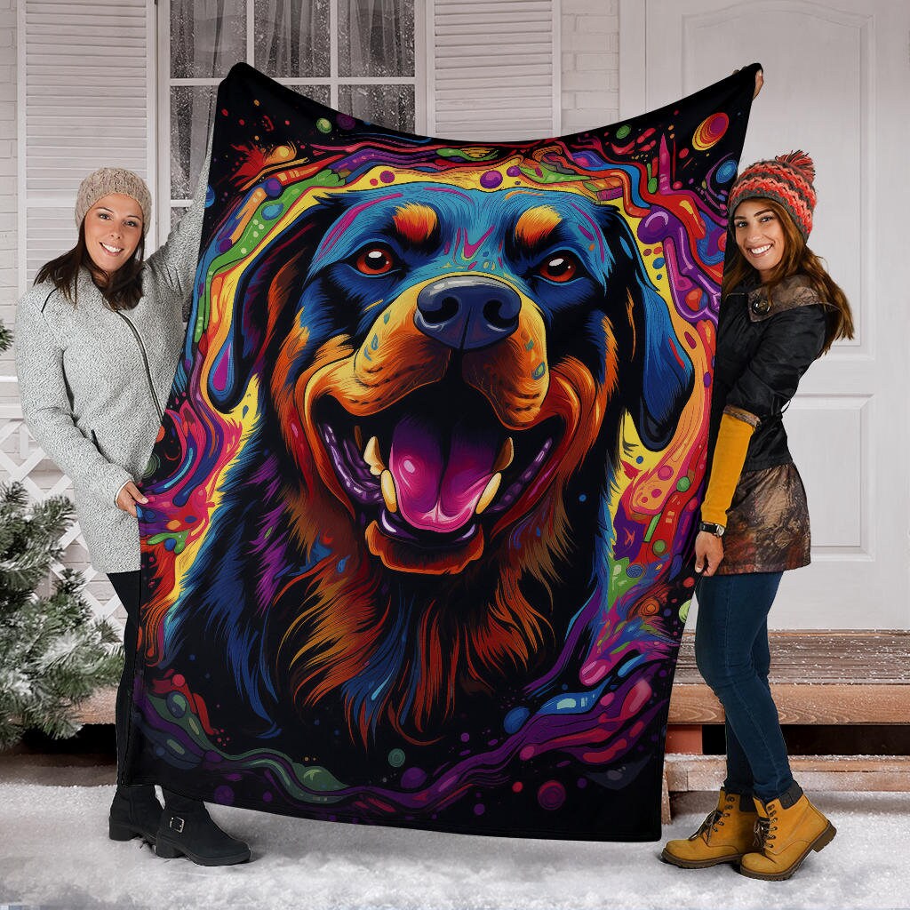 Trippy Psychedelics Rottweiler Blanket, Rottweiler Throw Blanket