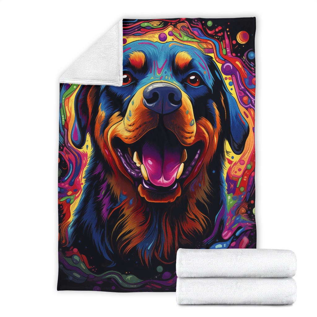Trippy Psychedelics Rottweiler Blanket, Rottweiler Throw Blanket
