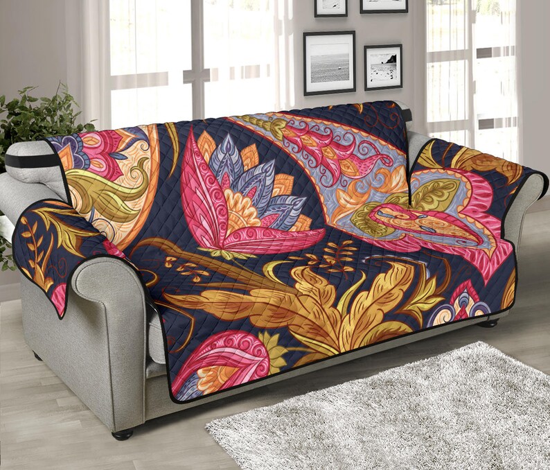 Royal Blue Paisley 70 Inch Sofa Protector Etsy