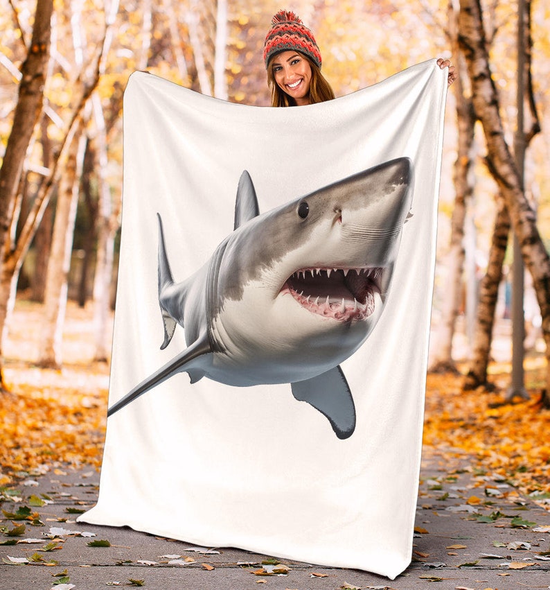 Great White Shark Blanket, Shark Throw Blanket, Shark Fleece Blanket ...