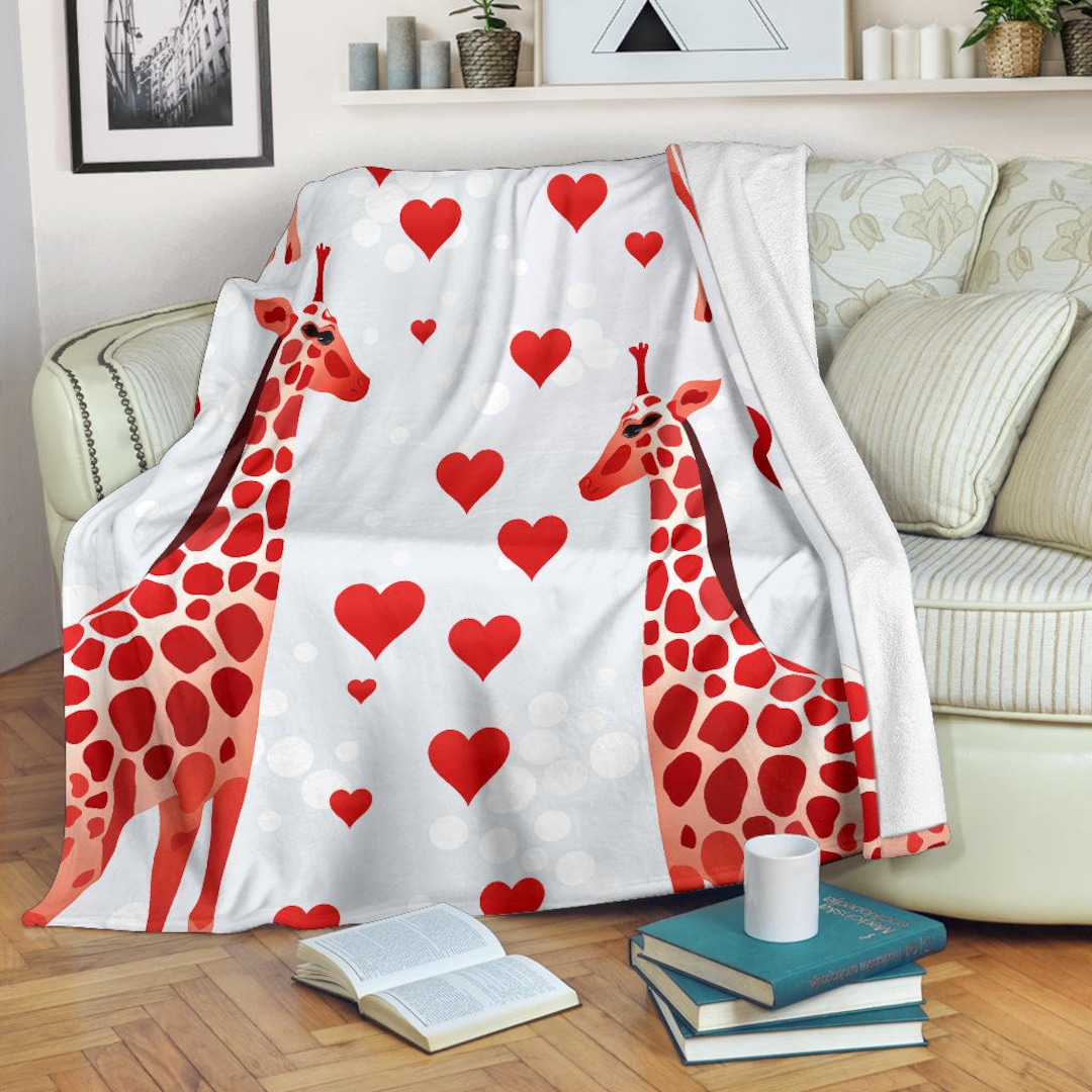 Giraffe Heart Blanket Giraffe Throw Blanket Giraffe Fleece Etsy