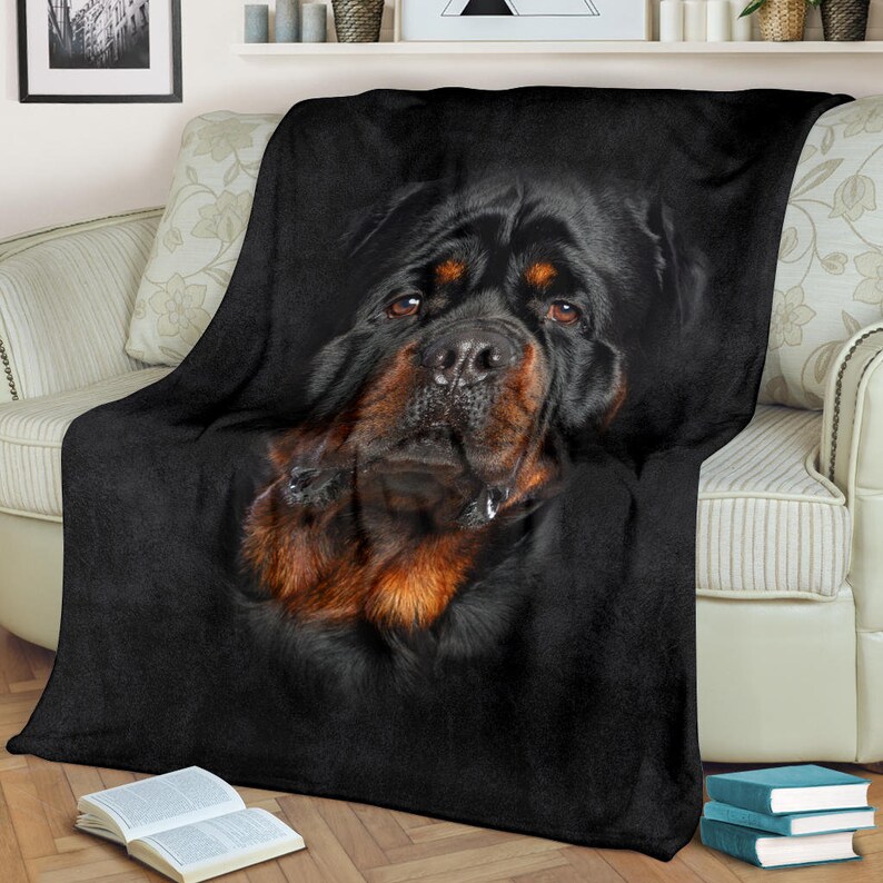 Rottweiler Face Hair Blanket / Rottweiler Blanket / Rottweiler Fleece
